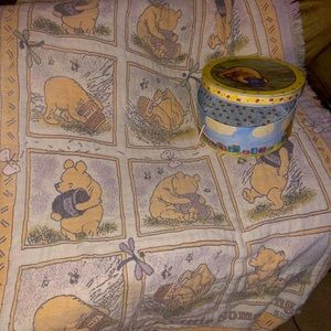 Large vintage Winnie the Pooh blanket with hatbox